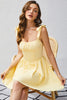 Load image into Gallery viewer, A Line Yellow Square Neck Short Graduation Dress