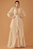 Load image into Gallery viewer, Champagne Ruffles A Line Long Prom Dress with Long Sleeves