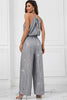 Load image into Gallery viewer, Grey Glitter Sequin Sleeveless Wide Leg Jumpsuit