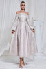 Load image into Gallery viewer, Lilac Pleated Off the Shoulder A Line Long Prom Dress with Long Sleeves