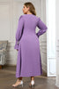 Load image into Gallery viewer, Violet V Neck Long Sleeve Plain Midi Bodycon Prom Dress