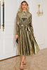 Load image into Gallery viewer, Silver A Line Pleated Long Prom Dress with Long Sleeves