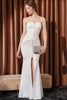 Load image into Gallery viewer, Mermaid White Strapless Long Prom Dress with slit