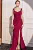 Load image into Gallery viewer, Burgundy Mermaid Long Prom Dress with Slit