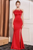 Load image into Gallery viewer, Mermaid Strapless Burgundy Prom Dress with Feathers