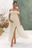 Load image into Gallery viewer, Apricot A Line Off the Shoulder Maternity Bridesmaid Dress witn Slit