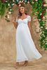 Load image into Gallery viewer, A Line White Long Maternity Bridesmaid Dress With Short Sleeves