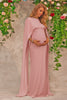 Load image into Gallery viewer, Pink Maternity Wedding Guest Dress With Cape