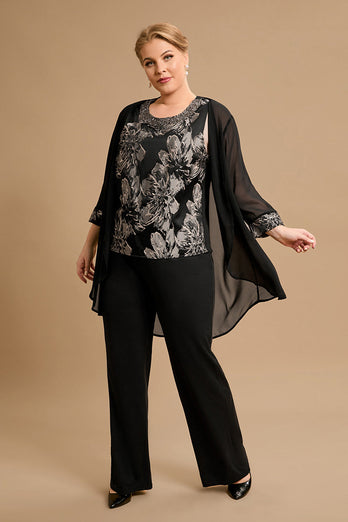 Black Round Neck Mother of the Bride Sets