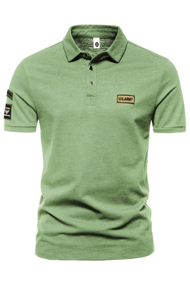 Load image into Gallery viewer, Green Short Sleeves Solid Stretch Cotton Men&#39;s Polo Shirt