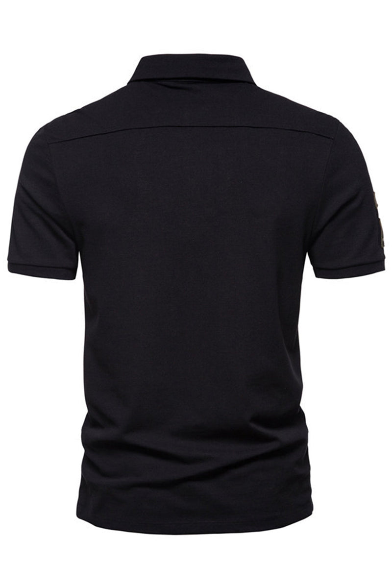 Load image into Gallery viewer, Green Short Sleeves Solid Stretch Cotton Men&#39;s Polo Shirt