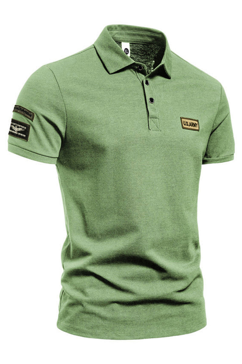 Load image into Gallery viewer, Green Short Sleeves Solid Stretch Cotton Men&#39;s Polo Shirt