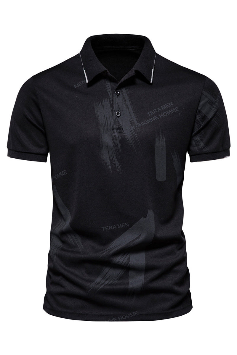 Load image into Gallery viewer, Black Men&#39;s Slim Fit Short Sleeves Cotton Polo Shirt