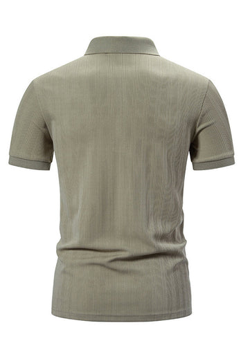 White Knit Cotton Short Sleeves Slim Fit Men's Polo Shirt