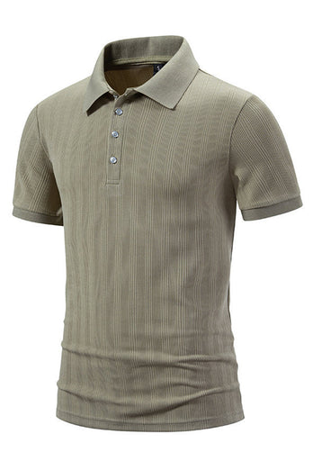 White Knit Cotton Short Sleeves Slim Fit Men's Polo Shirt