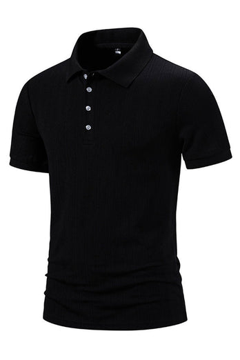 White Knit Cotton Short Sleeves Slim Fit Men's Polo Shirt