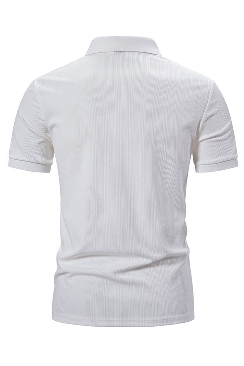 Load image into Gallery viewer, White Knit Cotton Short Sleeves Slim Fit Men&#39;s Polo Shirt