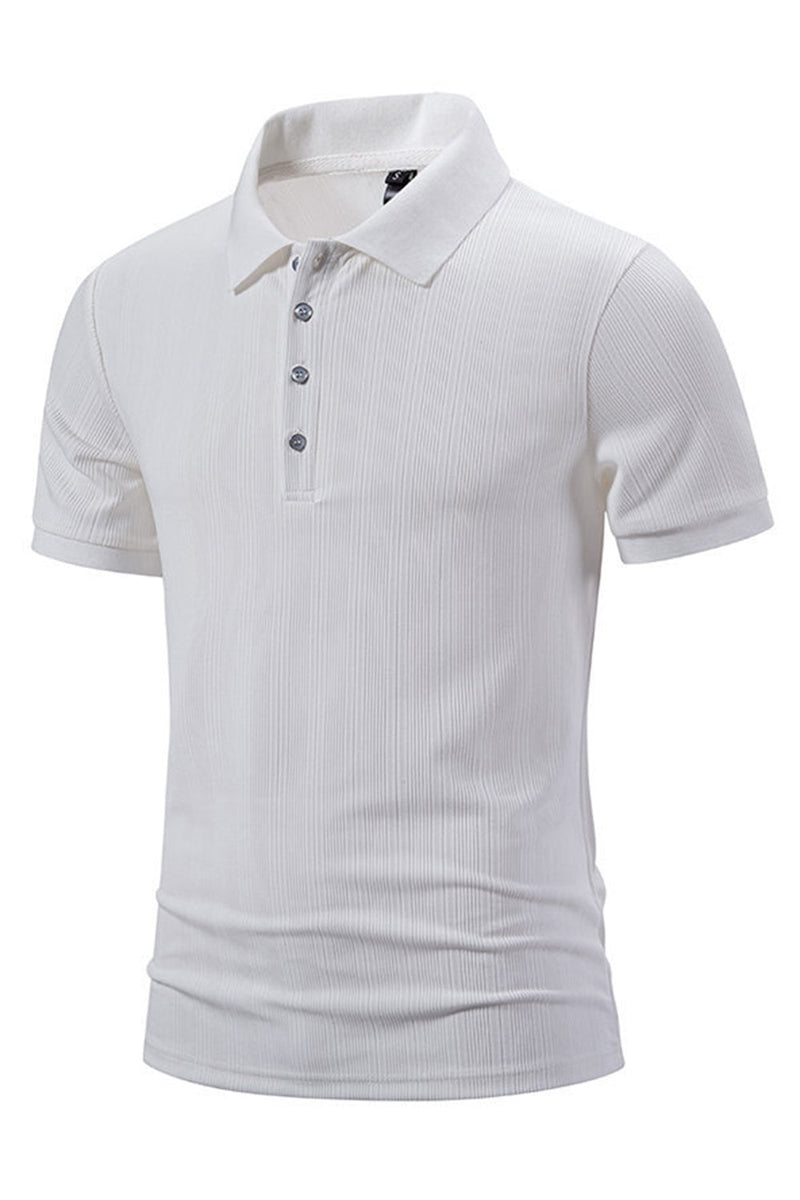 Load image into Gallery viewer, White Knit Cotton Short Sleeves Slim Fit Men&#39;s Polo Shirt