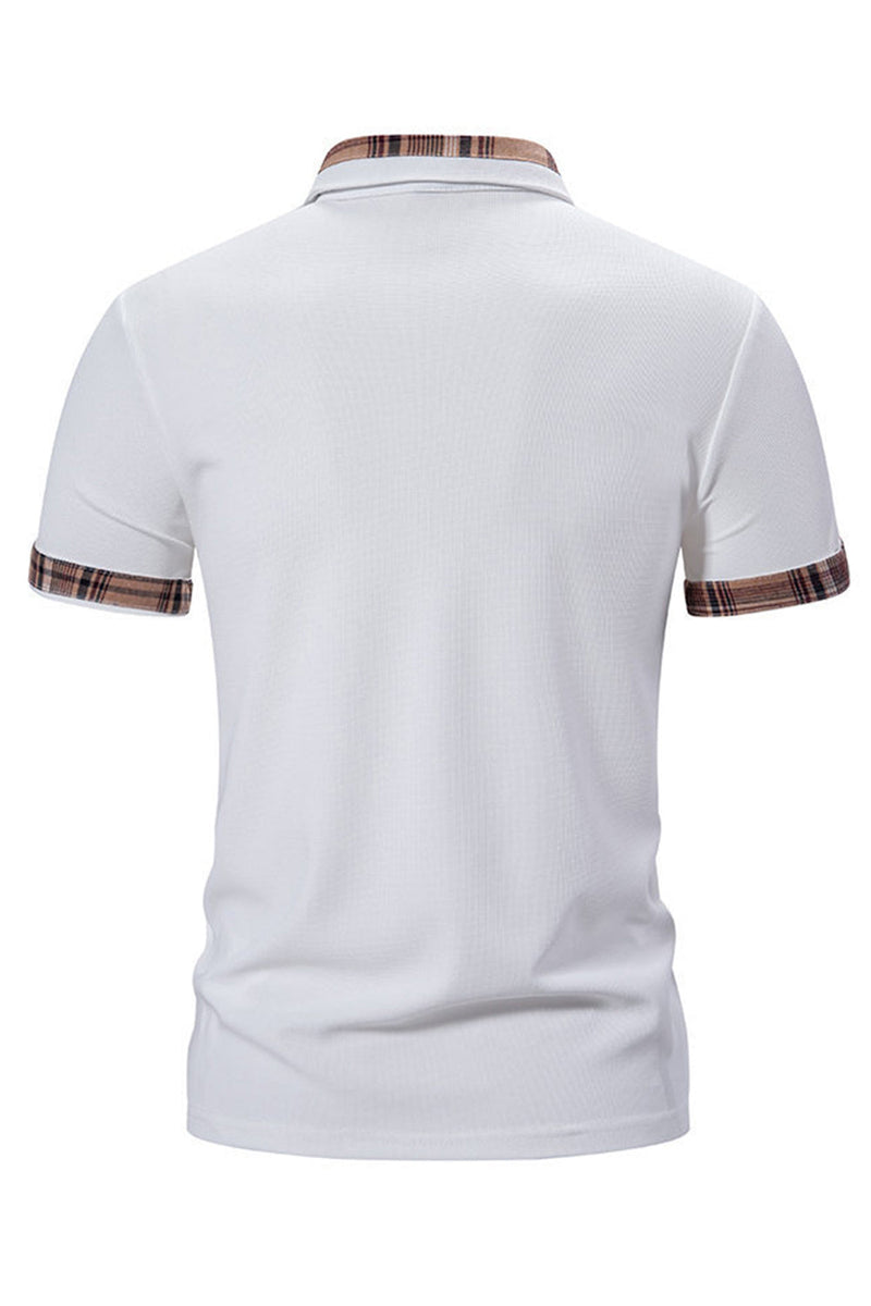 Load image into Gallery viewer, White Cotton Short Sleeves Casual Men&#39;s Polo Shirt