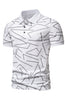 Load image into Gallery viewer, White Pattern Print Short Sleeves Men&#39;s Polo Shirt