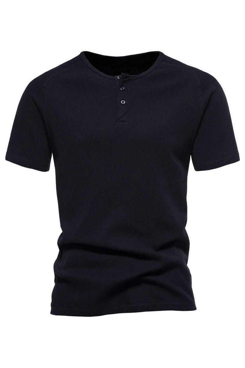 Load image into Gallery viewer, Black Cotton Crewneck Short Sleeves Men&#39;s Polo Short