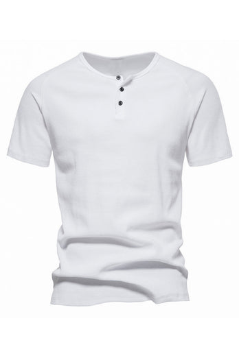 Black Cotton Crewneck Short Sleeves Men's Polo Short