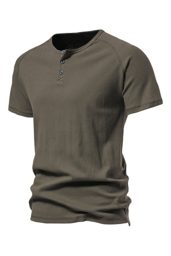 Black Cotton Crewneck Short Sleeves Men's Polo Short