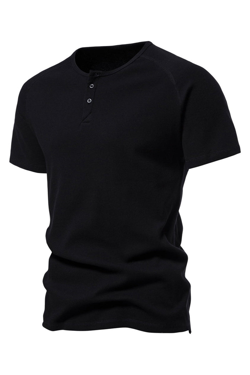 Load image into Gallery viewer, Black Cotton Crewneck Short Sleeves Men&#39;s Polo Short