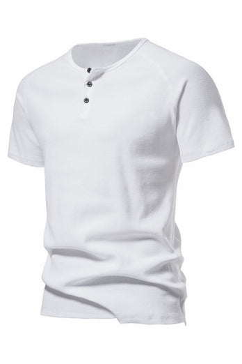 Black Cotton Crewneck Short Sleeves Men's Polo Short