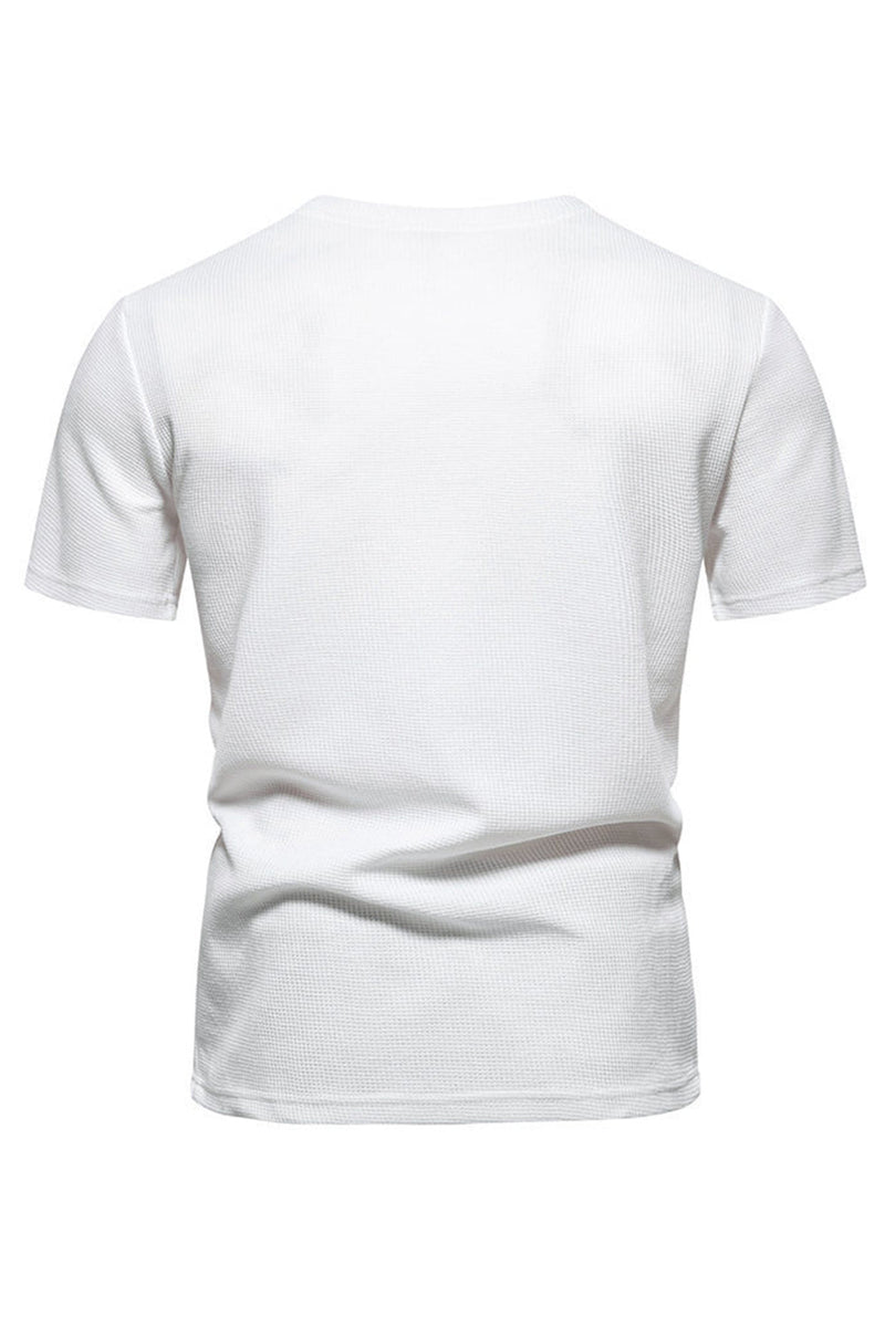 Load image into Gallery viewer, White Knit Cotton Crewneck Short Sleeves Men&#39;s Shirt