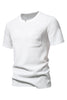 Load image into Gallery viewer, White Knit Cotton Crewneck Short Sleeves Men&#39;s Shirt