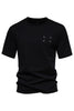 Load image into Gallery viewer, Black Cotton Short Sleeves Crewneck Men&#39;s Shirt