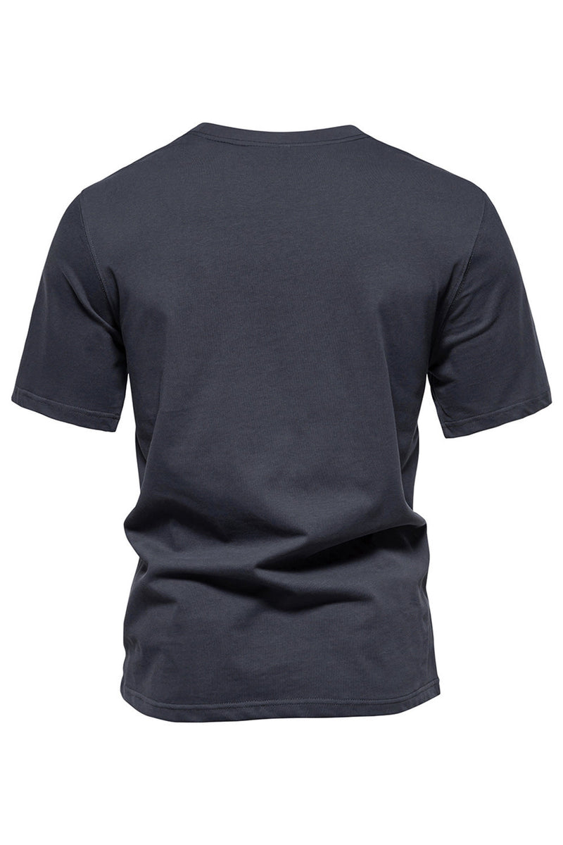 Load image into Gallery viewer, Black Cotton Short Sleeves Crewneck Men&#39;s Shirt