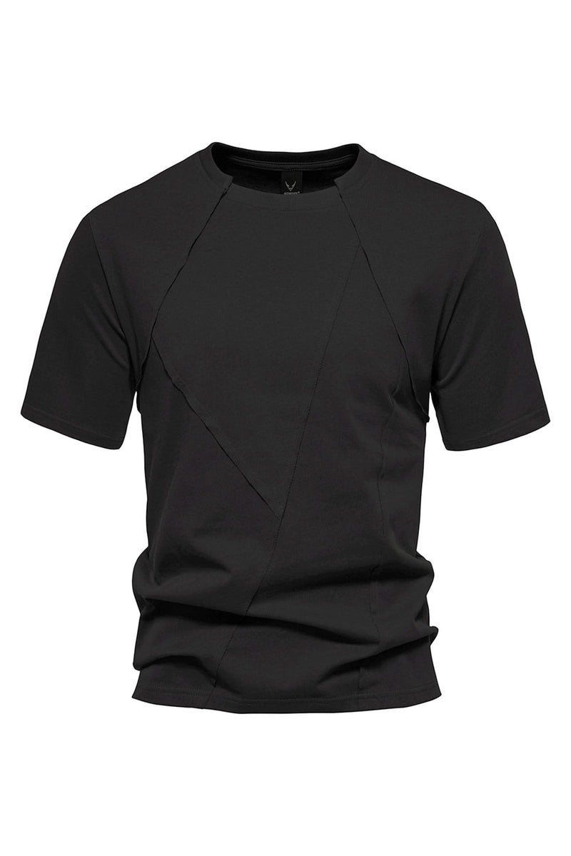 Load image into Gallery viewer, Black Short Sleeves Crewneck Cotton Men&#39;s Shirt