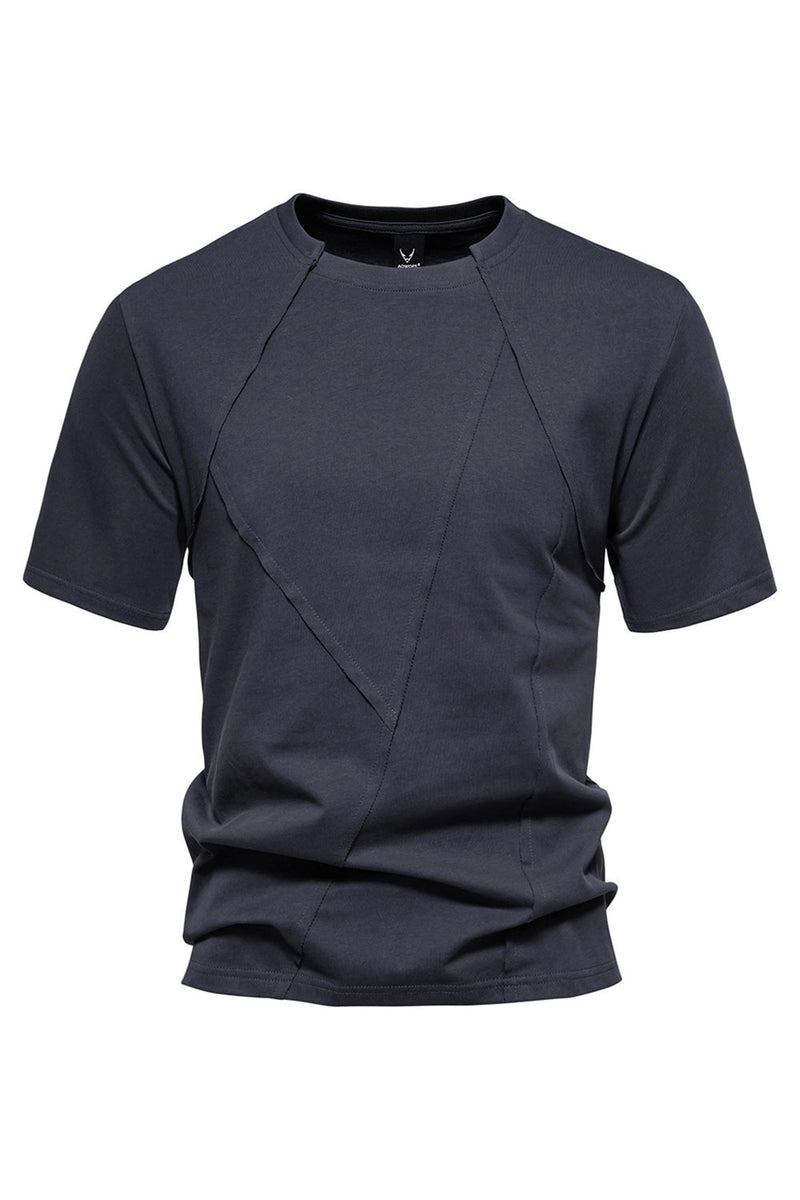 Load image into Gallery viewer, Black Short Sleeves Crewneck Cotton Men&#39;s Shirt