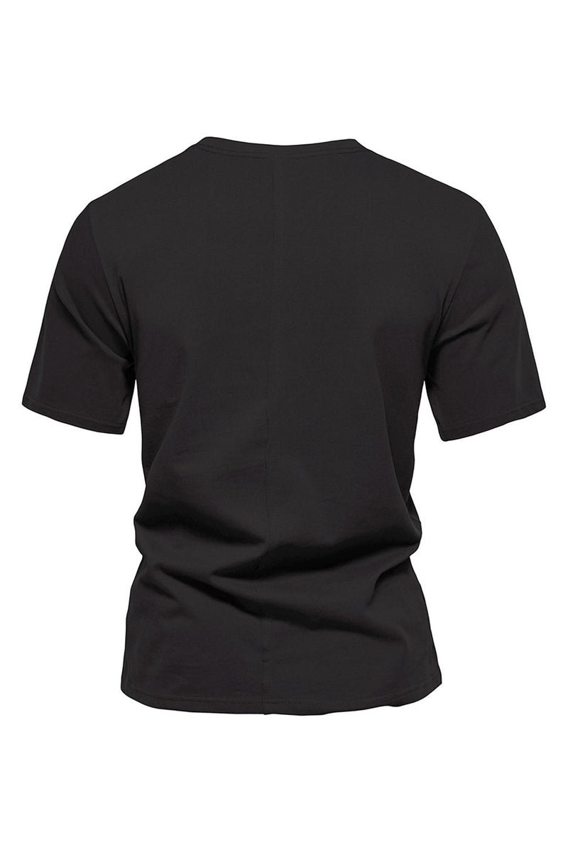 Load image into Gallery viewer, Black Short Sleeves Crewneck Cotton Men&#39;s Shirt