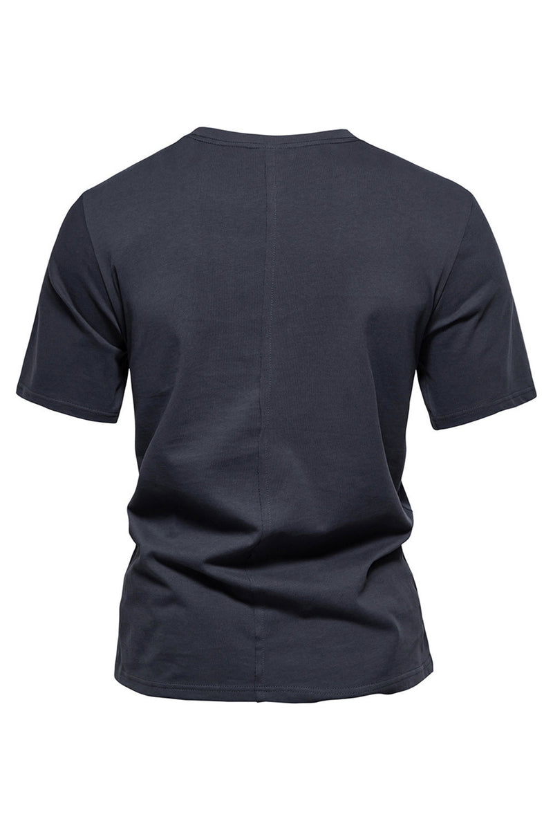 Load image into Gallery viewer, Black Short Sleeves Crewneck Cotton Men&#39;s Shirt