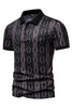 Load image into Gallery viewer, Black Pattern Printed Short Sleeves Men&#39;s Polo Shirt