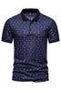 Load image into Gallery viewer, Dark Blue Pattern Printed Short Sleeves Men&#39;s Polo Shirt