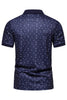 Load image into Gallery viewer, Dark Blue Pattern Printed Short Sleeves Men&#39;s Polo Shirt