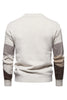 Load image into Gallery viewer, Men&#39;s White Round Neck Colorblock Cable Pullover Sweater