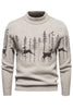 Load image into Gallery viewer, Men&#39;s Black Slim-fit Crew Neck Christmas Deer Print Sweater