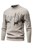 Load image into Gallery viewer, Men&#39;s Black Slim-fit Crew Neck Christmas Deer Print Sweater