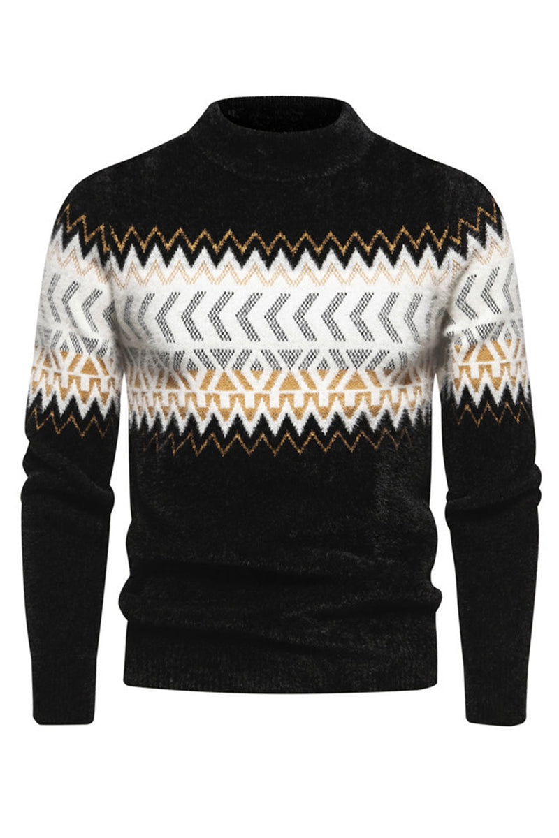 Load image into Gallery viewer, Black Round Neck Slim Fit Men&#39;s Sweater Top