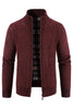 Load image into Gallery viewer, Men&#39;s Burgundy Stand Collar Thickened Cardigan Sweater