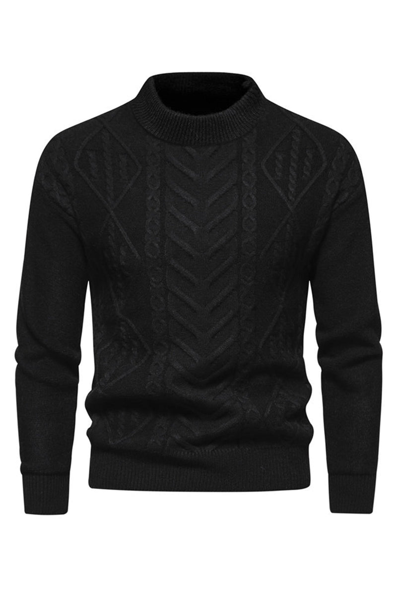 Load image into Gallery viewer, White Jacquard Round Neck Men&#39;s Knit Sweater