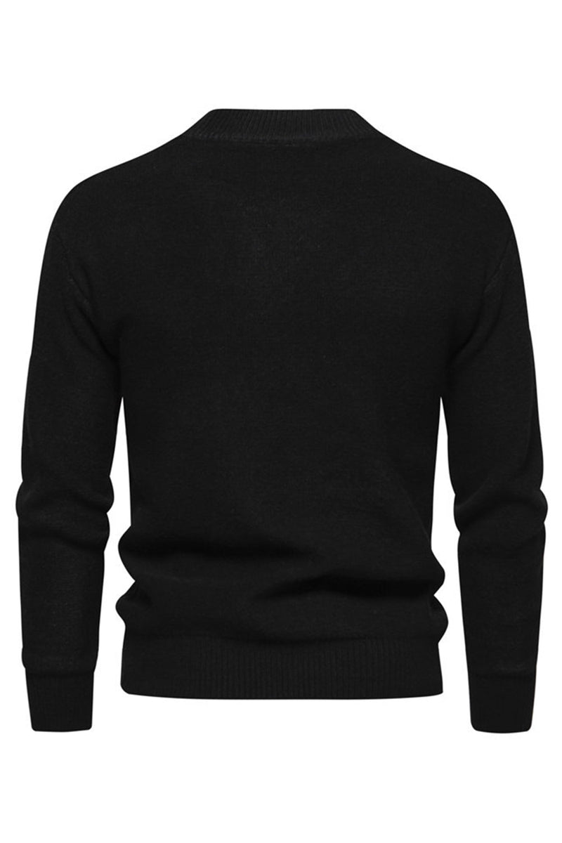 Load image into Gallery viewer, White Jacquard Round Neck Men&#39;s Knit Sweater