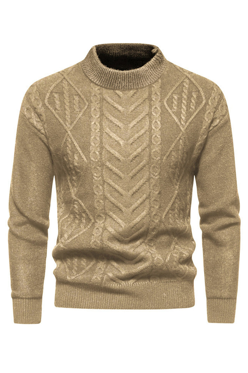 Load image into Gallery viewer, White Jacquard Round Neck Men&#39;s Knit Sweater