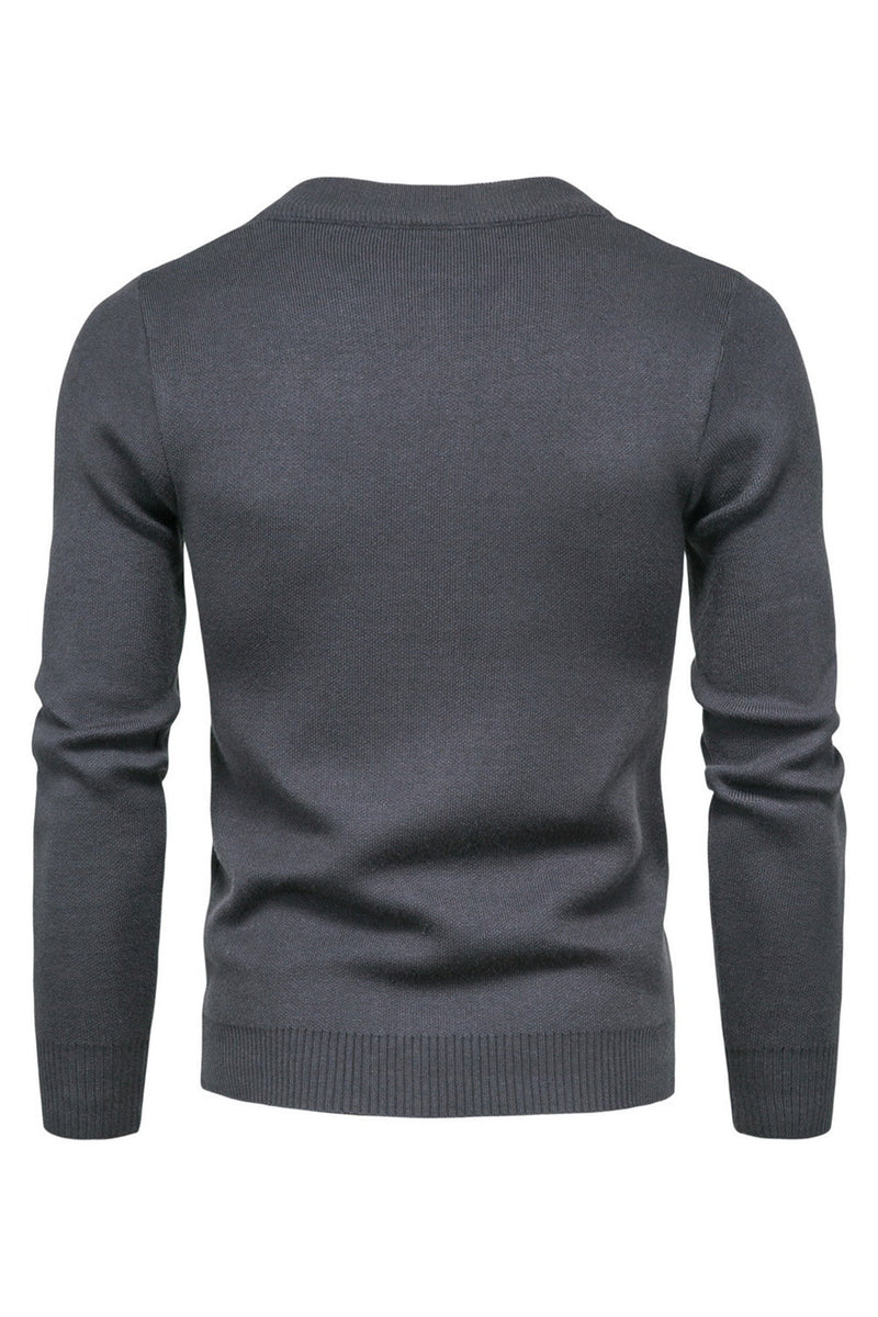 Load image into Gallery viewer, Black Round Neck Men&#39;s Zippered Knitted Sweater