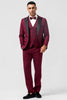 Load image into Gallery viewer, One Button Peak Lapel Burgundy 3 Pieces Men&#39;s Suits